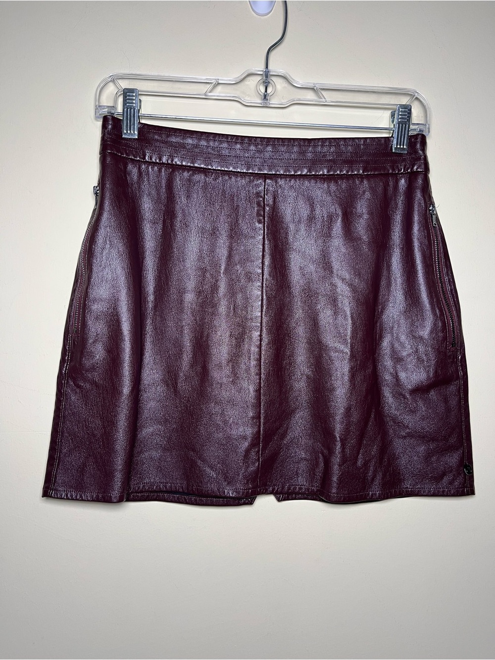 Scotch & Soda Faux Leather Mini Skirt Wine Burgundy Women’s Size S Dark Academia